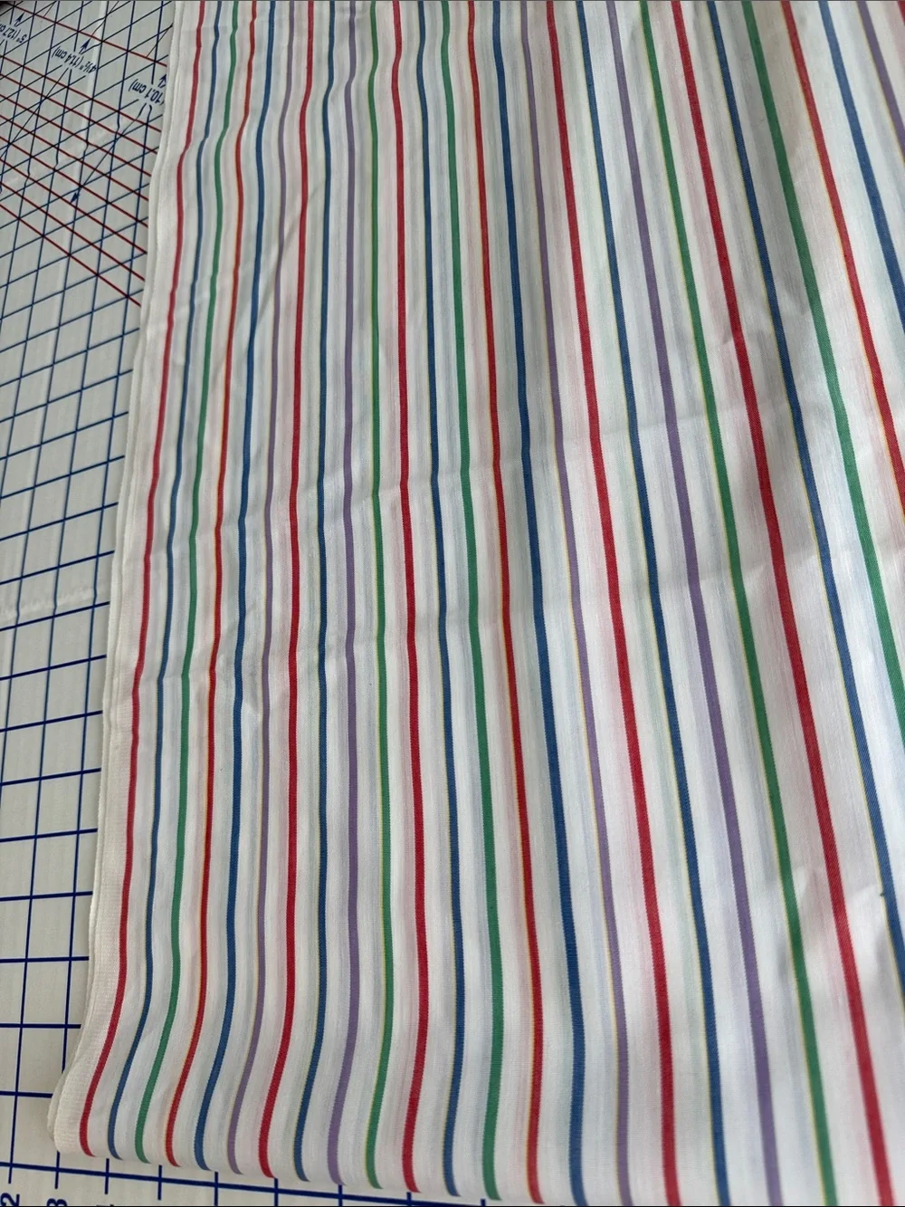 Vintage 1970s Multicolor Stripe Fabric 2 3/4 Yards x 44” Shirting Dress